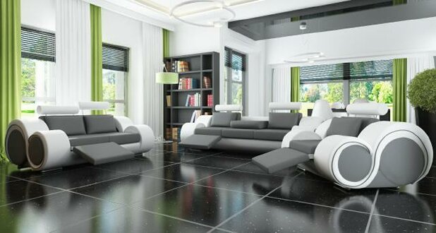 Sofa Polster 3+2 Sitz mit USB Sofa Ledersofa Massanfertigung Couch Garnitur Neu