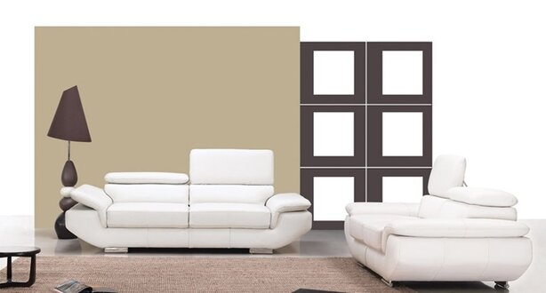 Sofagarnitur mit USB Polster Sofa Sitz Leder Garnitur 3+2 Sitzer Weilrod "Weiß"
