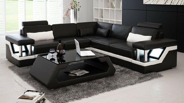 XXL Ledersofa Wohnlandschaft Ecksofa Leder Ecksofa Garnitur HAMBURG II