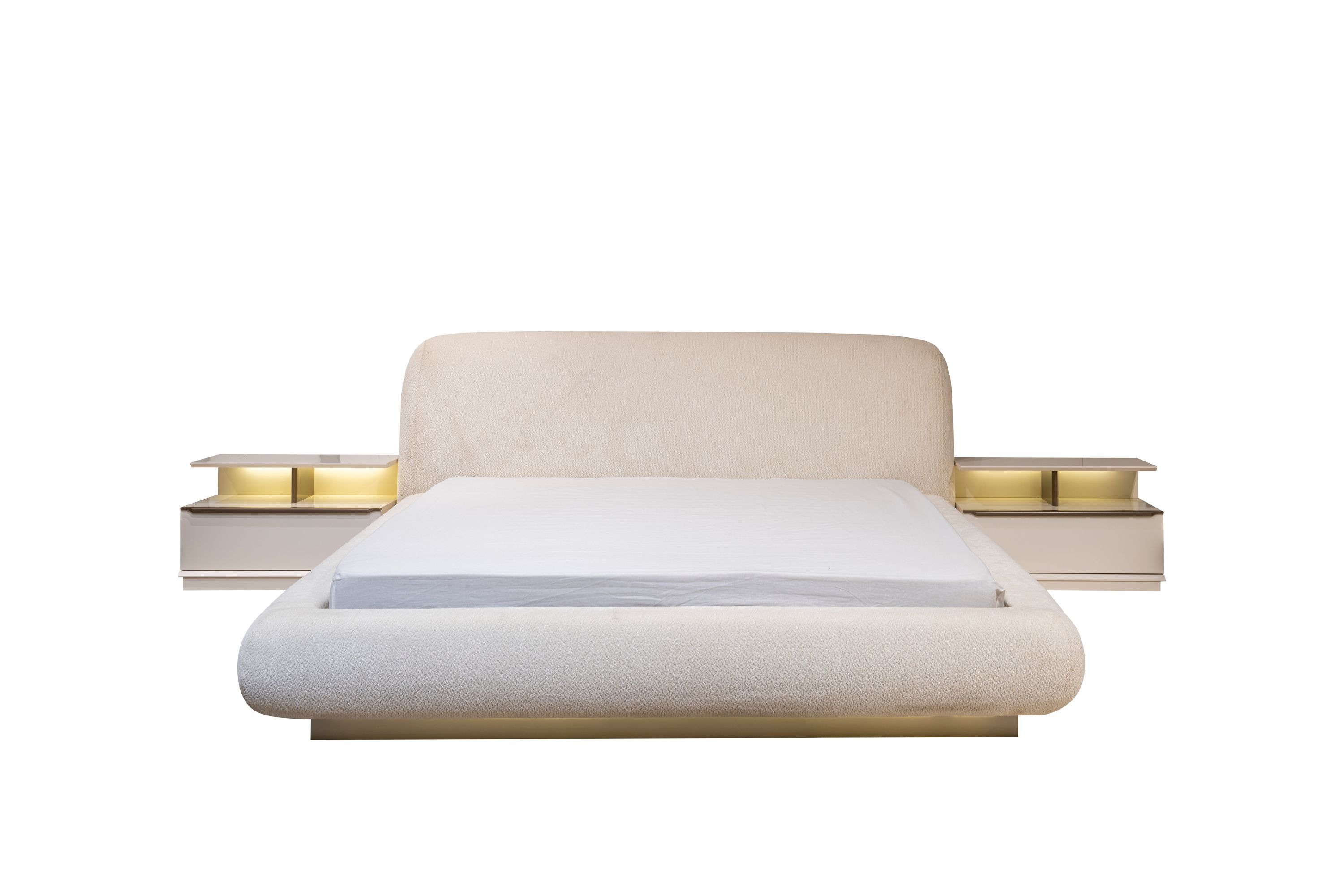 Weißes Schlafzimmer Set Designer Doppelbett Luxuriöse 2x Nachttische