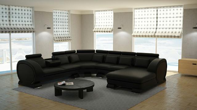 Designer Wohnlandschaft Couch Sofa Polster Eckcouch Garnitur Ledersofa mit USB