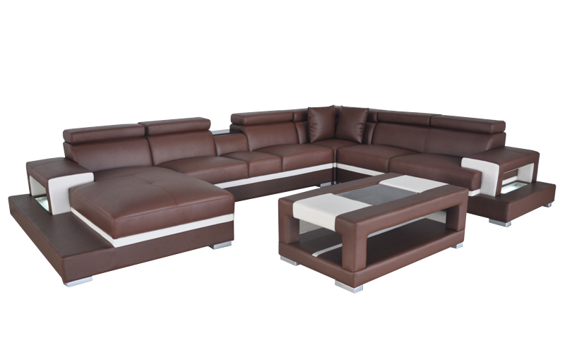 Design Leder Polster Sitz Zimmer Wohn Sofa Eck Couch mit USB Designer Garnitur