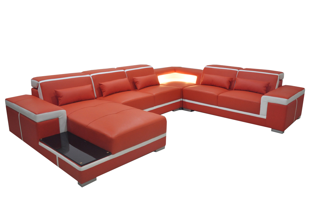 Eck Sofa Couch Polster Ecke Leder Sitz Couchen Wohnlandschaft XXL U Form G8020