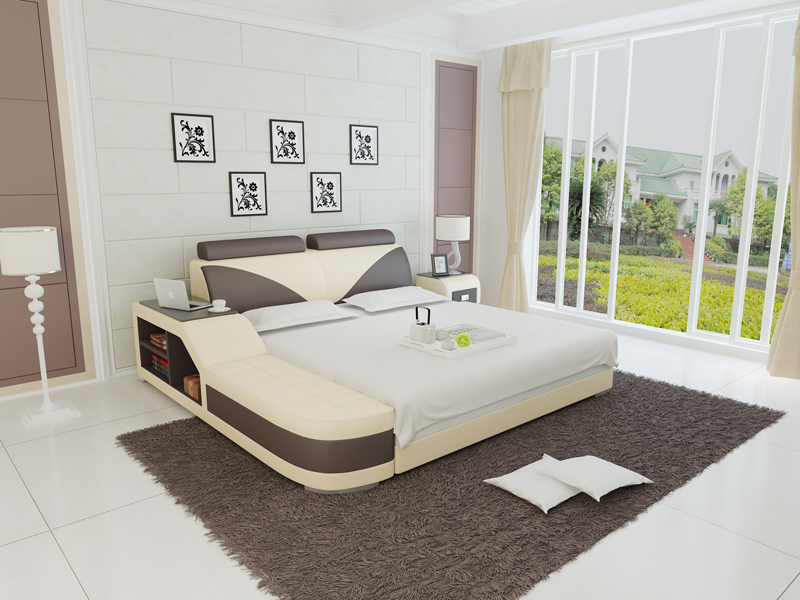 Wasserbett Hotel Doppelbett Betten Komplett Lederbett Polsterbett Wasser + USB