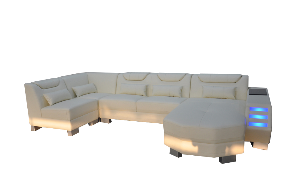 Designer Sofa mit USB Eck Leder Ecke Sofa Polster Zimmer Leder Sitz Polster Neu