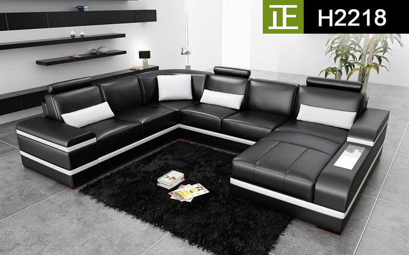 Ecksofa Ledersofa Big XXL U Form Wohnlandschaft Sofa Couch Garnitur Neu H2218