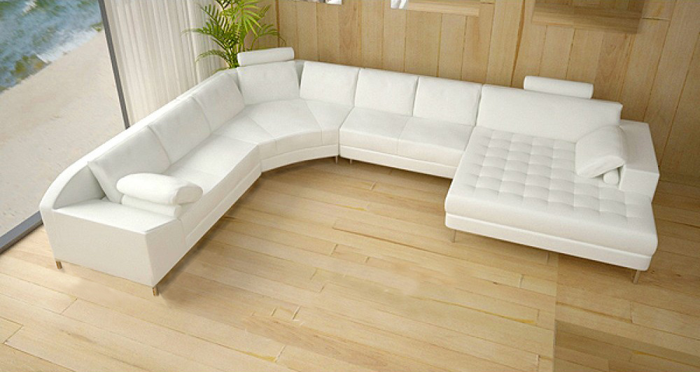 Ledersofa Couch Wohnlandschaft Ecksofa Eck Garnitur Design Modern Sofa mit USB