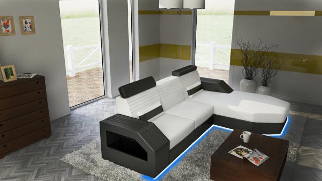 Designer Sofa Couch Ecksofa Leder Stoff Textil Polster Garnitur Wohnlandschaft