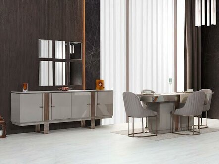 Stilvoll Esszimmer Set Besteht aus Esstisch+4x Stühle+Anrichte 6tlg.