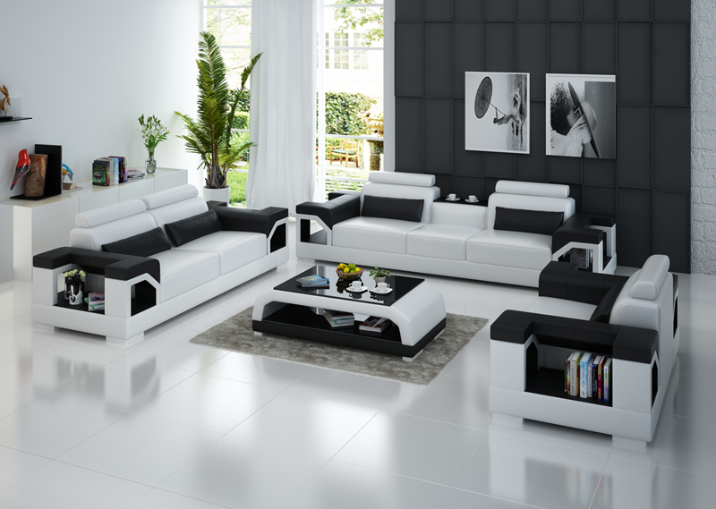 Ledersofa Couch Wohnlandschaft 3+2+1 Sitzer Garnitur Design Modern Sofa mit USB
