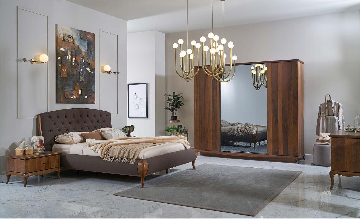 Doppelbett Komplette Schlafzimmer Bett Set 4tlg Bettrahmen Braun 180
