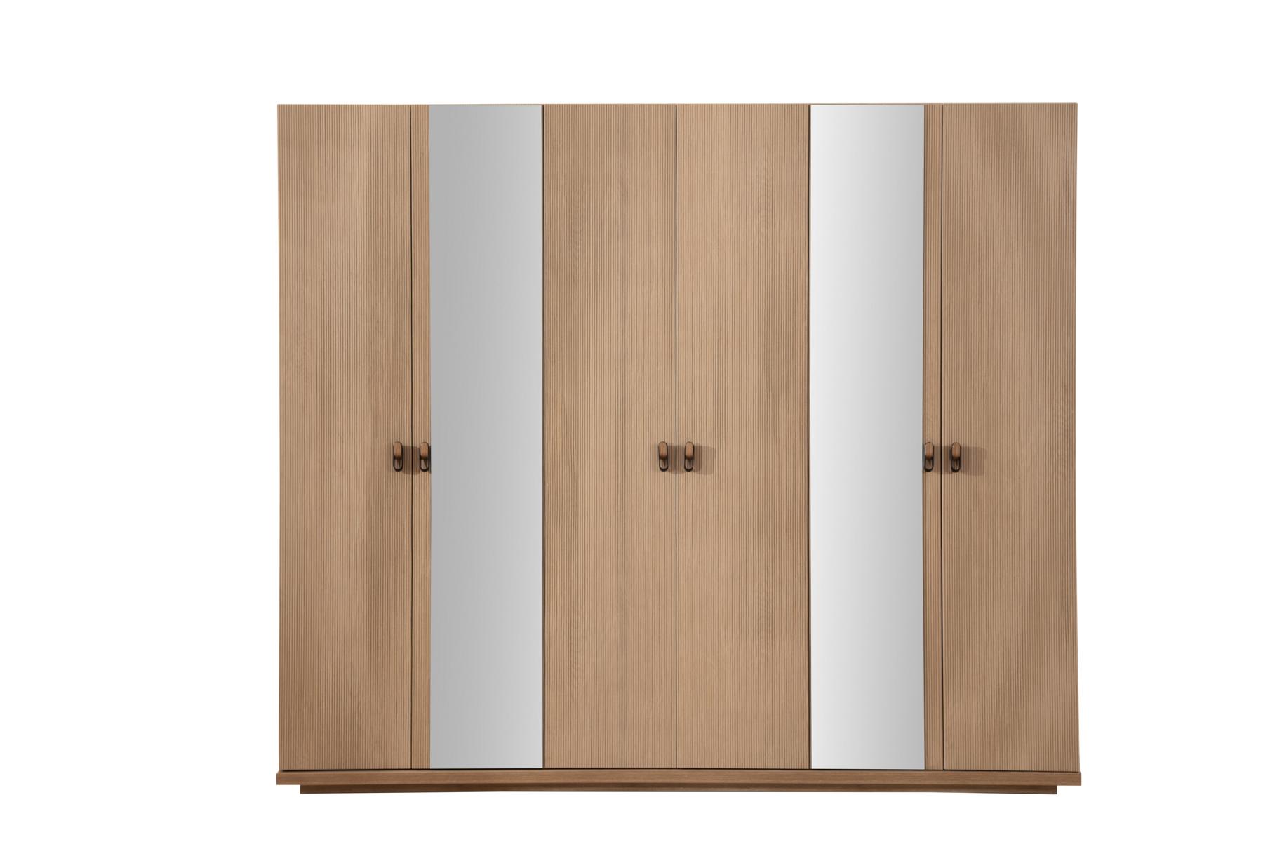 Kleiderschrank Beige Holz Schrank Design Schlafzimmer 6-tür Neuheit