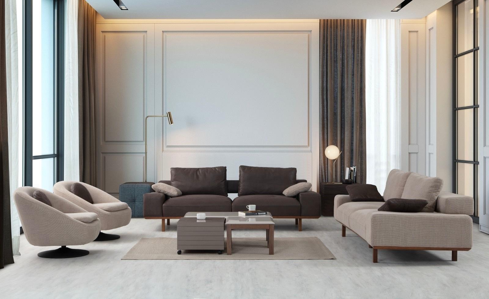 Wohnzimmer Komplette Sofagarnitur Dreisitzer Sessel LuxusCouchtisch 5tlg