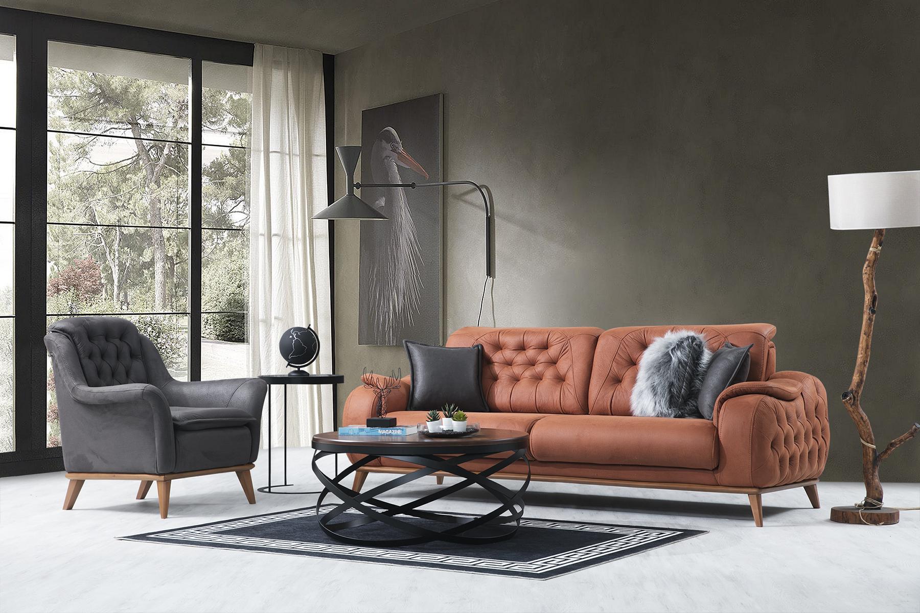 Exklusive Mehrfarbig Wohnzimmer Set Sofagarnitur 3+1 Sitzer Neuheit 2tlg.