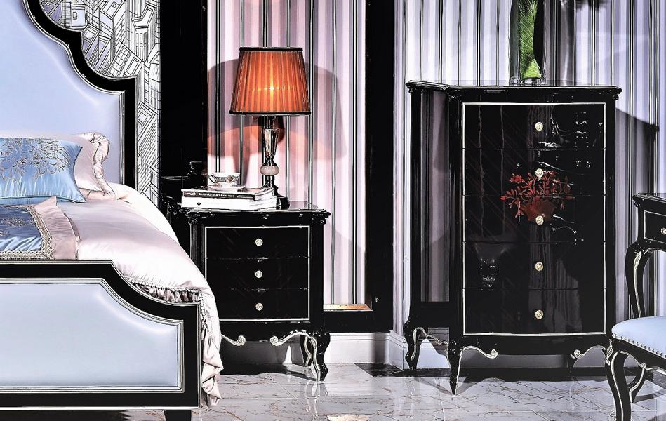 Edle Hochglanz Kommmode Schwarz Barock Rokoko Stil Sideboard Schrank Kommoden