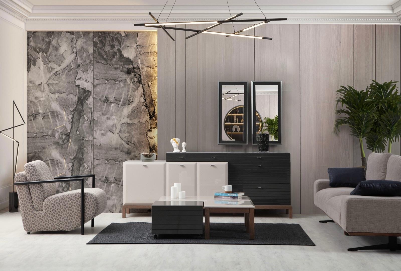 Exklusive Wohnzimmer Garnitur Designer 3+1 Sitzer Anrichte Couchtisch
