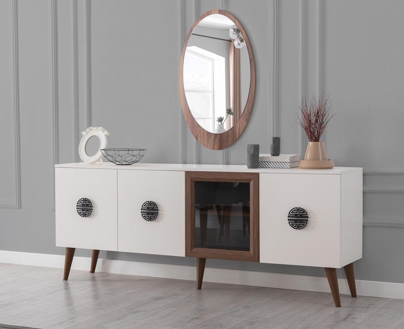 Moderne Esszimmer Möbel Designer Sideboard Luxus Spiegel 2tlg Set Neu