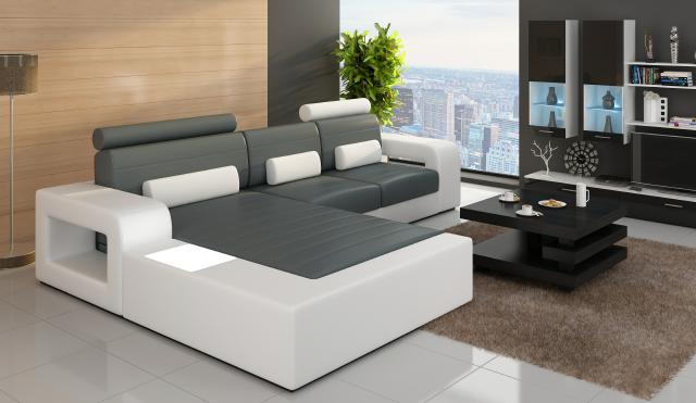 LEDER SOFA mit USB GARNITUR ECKSOFA H2209 BETA GARNITUR LEDERCOUCH Maßfertigung
