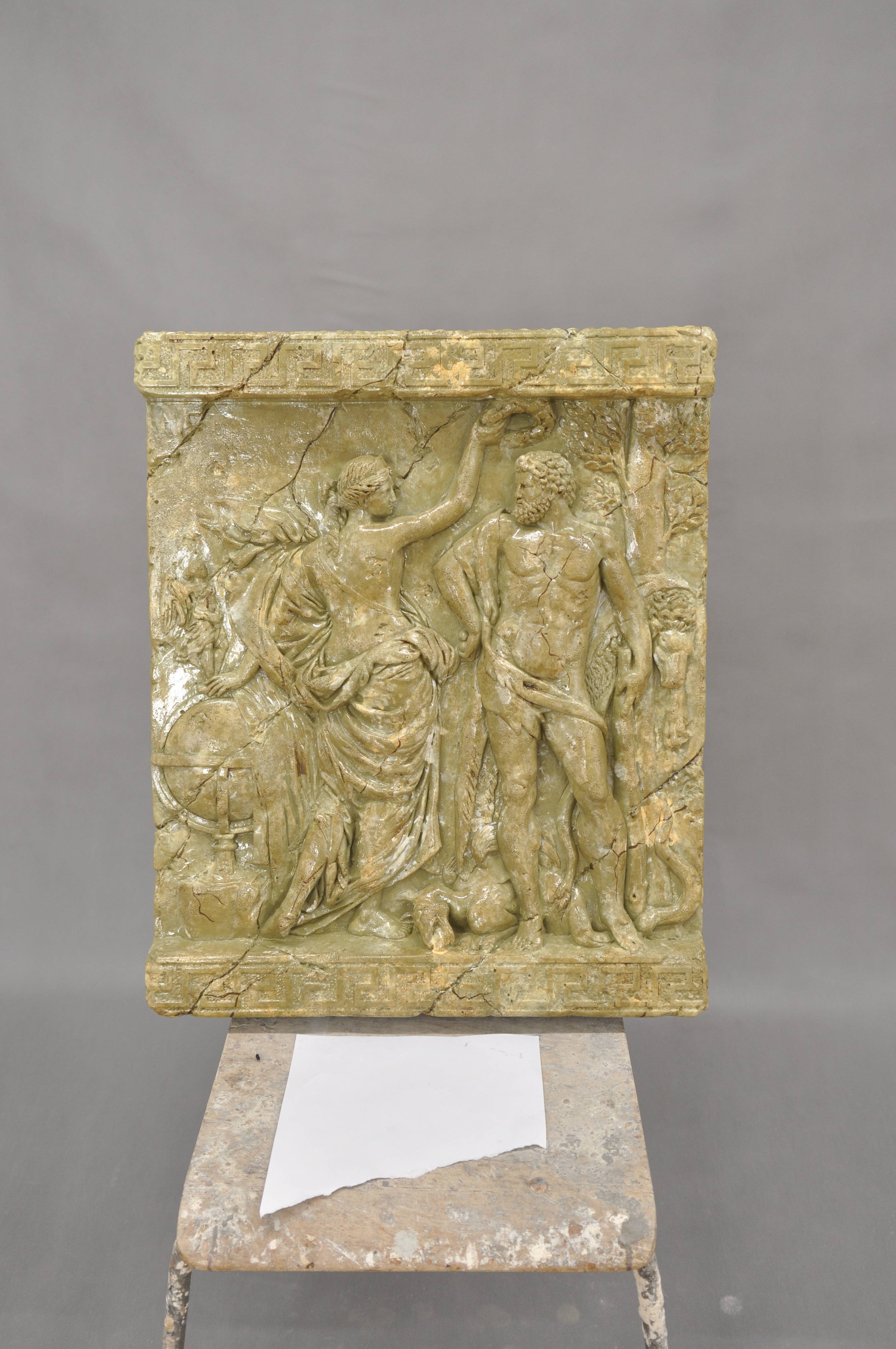 Herkules Wandrelief Antik Stil Relief Wand Gemälde Antike Handarbeit Gott Bild