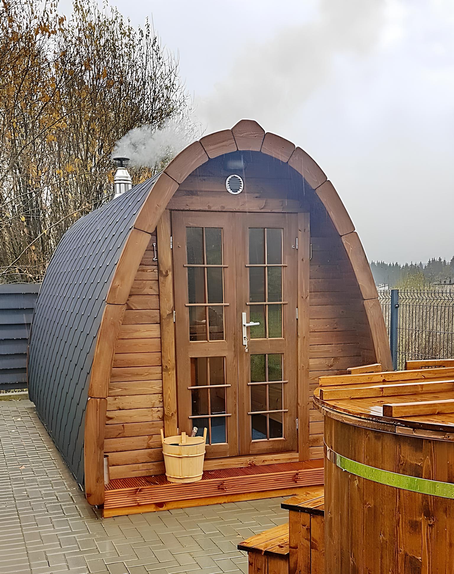 Sauna Holz Außensauna Gartensauna Saunas Finnische Ofen Saunahaus 240x590cm