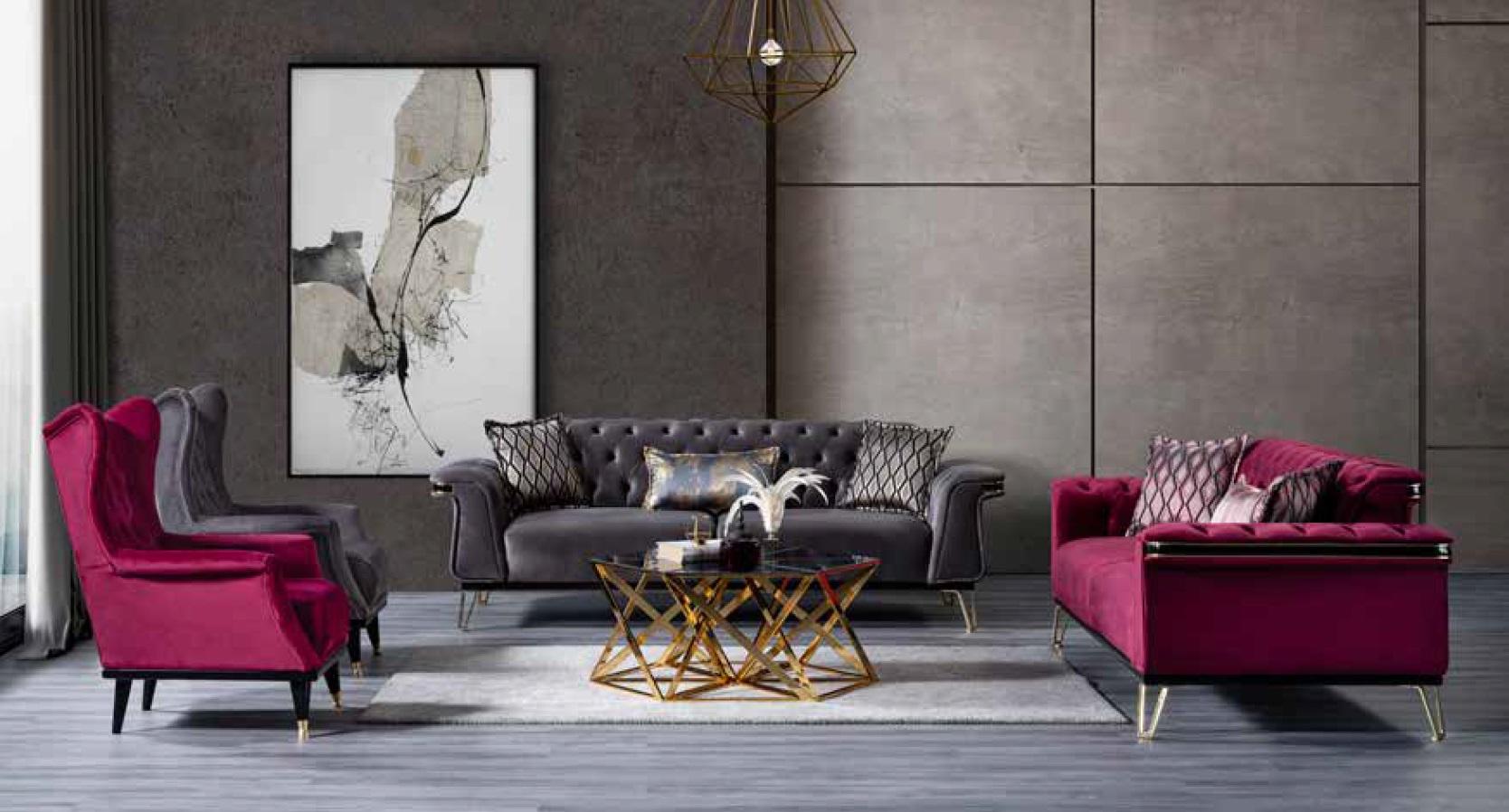 Bunte Chesterfield Coucgarnitur Luxus Sofas Dreisitzer Zweisitzer Sessel