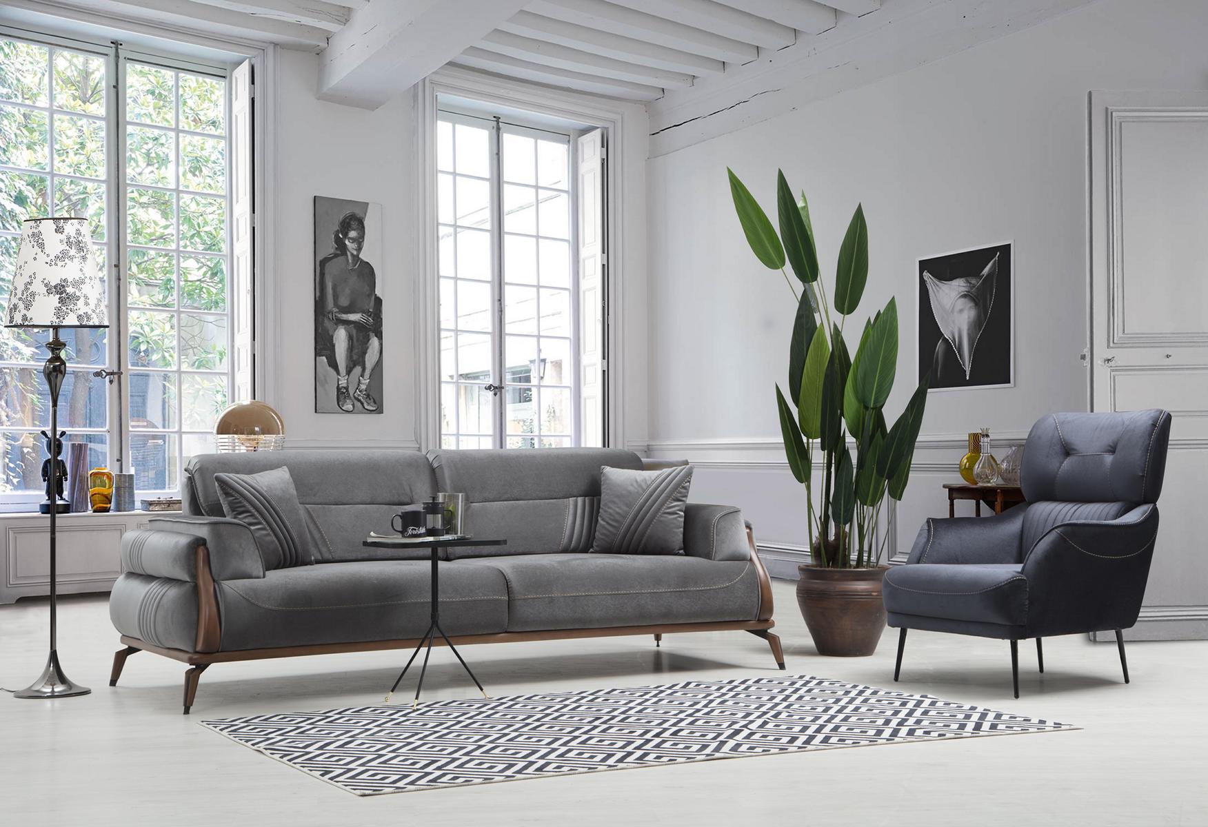 Luxus Polstermöbel Sofa Dreisitzer Sessel Wohnzimmer Polstersofas Designer