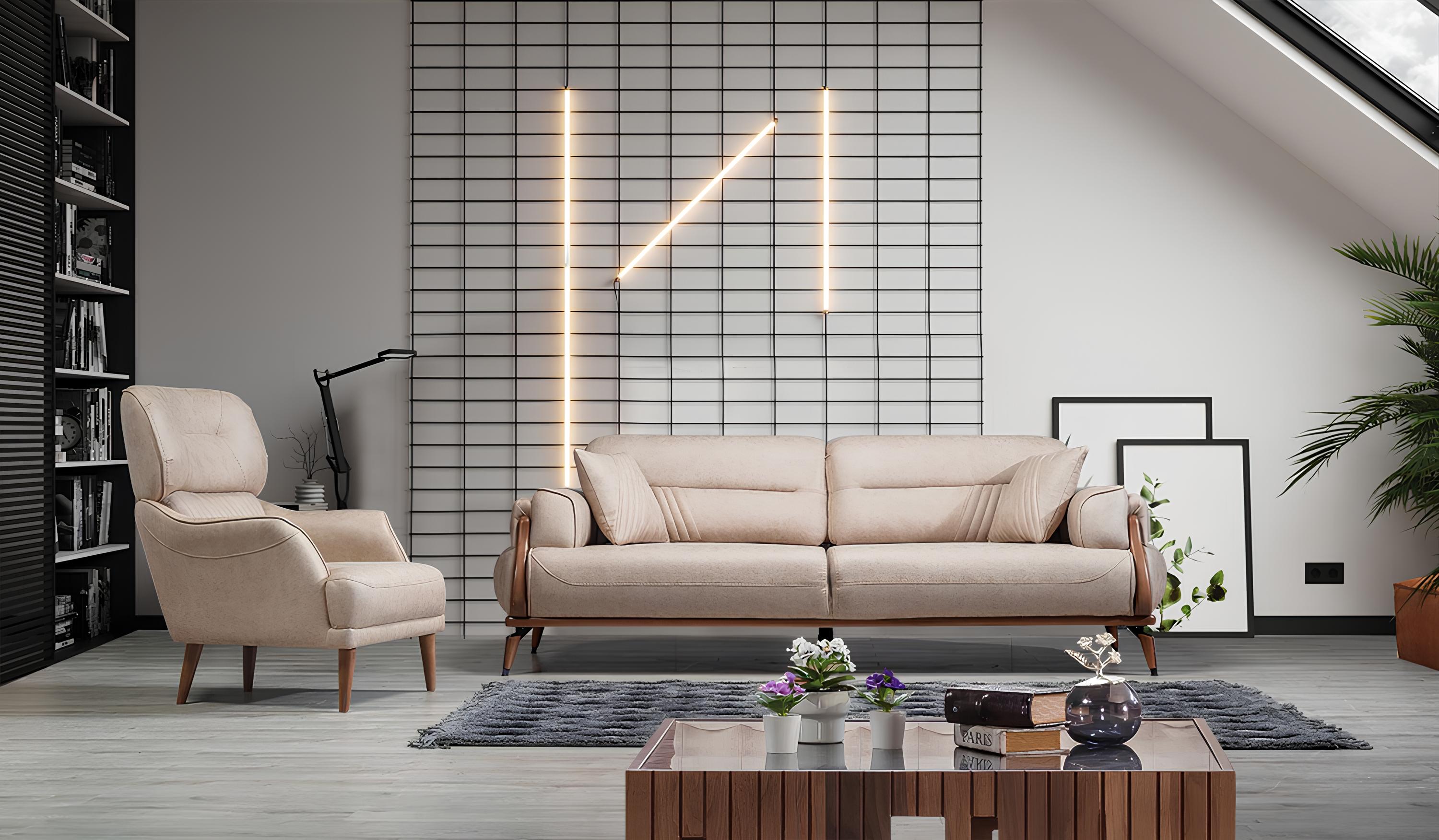 Sofa Garnitur 2tlg Wohnzimmer Sofa Dreisitzer Designer Sessel Luxus Polstermöbel