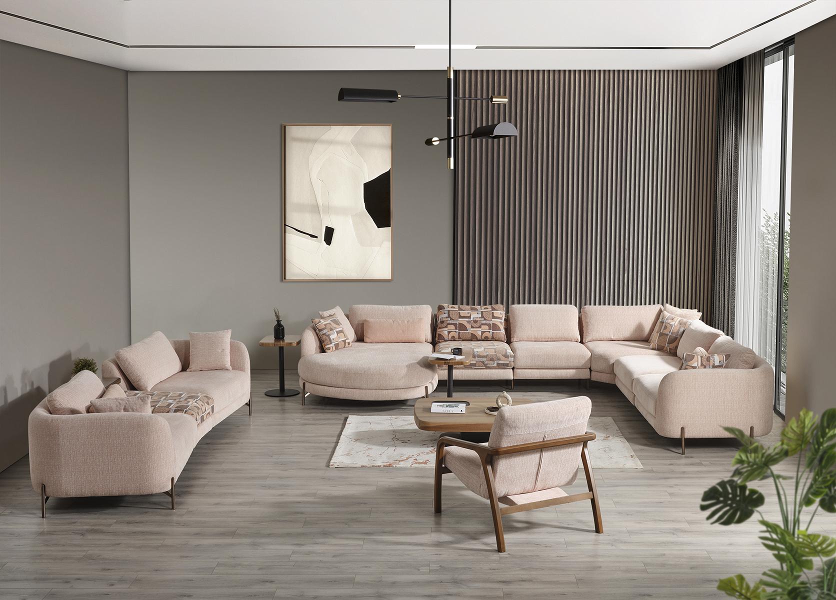 Set 5tlg Garnitur Sofa U-Form Sofa Viersitz Möbel Sessel Luxus Einrichtung