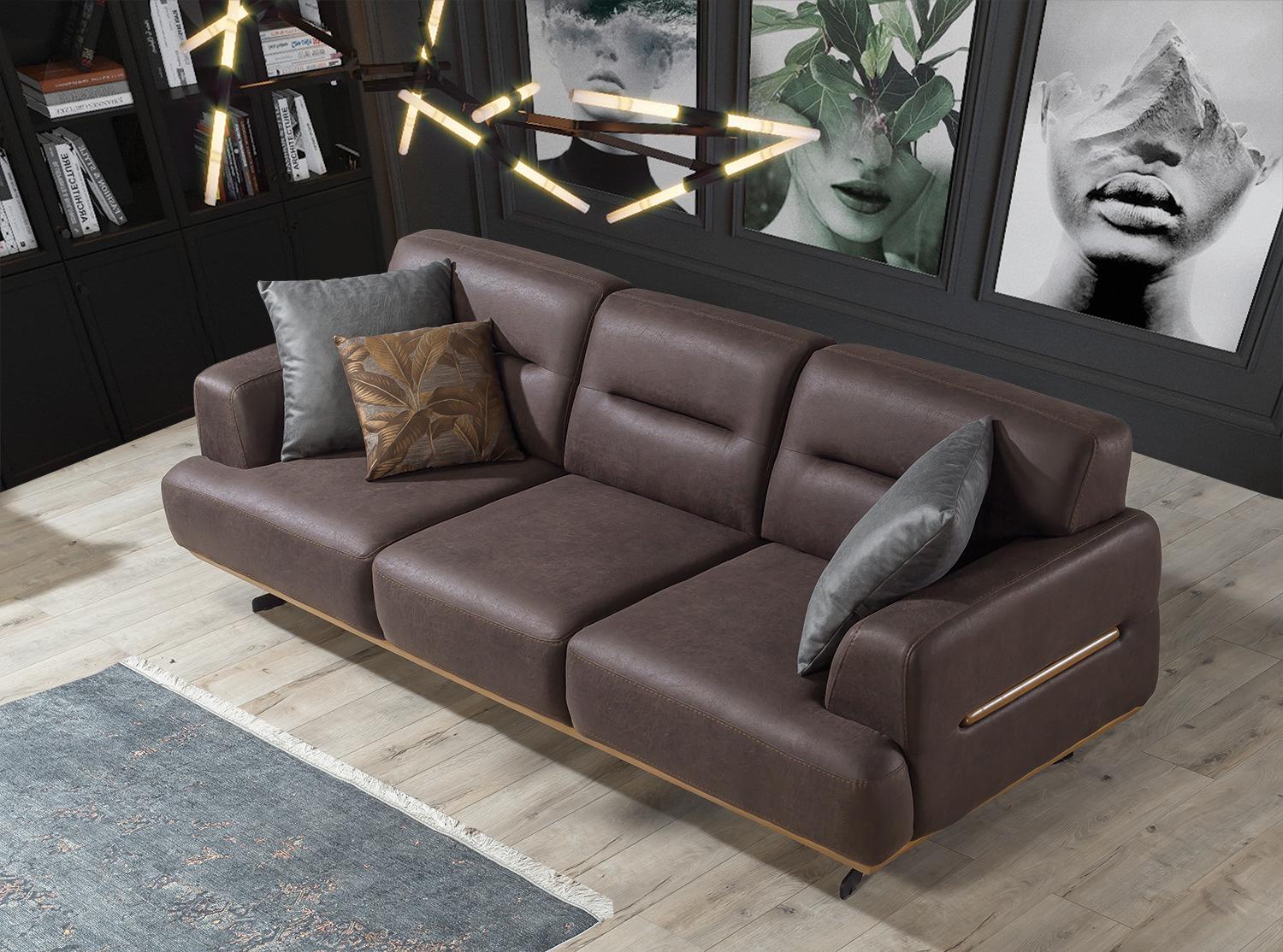Braun Sofa Wohnzimmer Couch Dreisitzer Luxus Einrichtung Polster Möbel