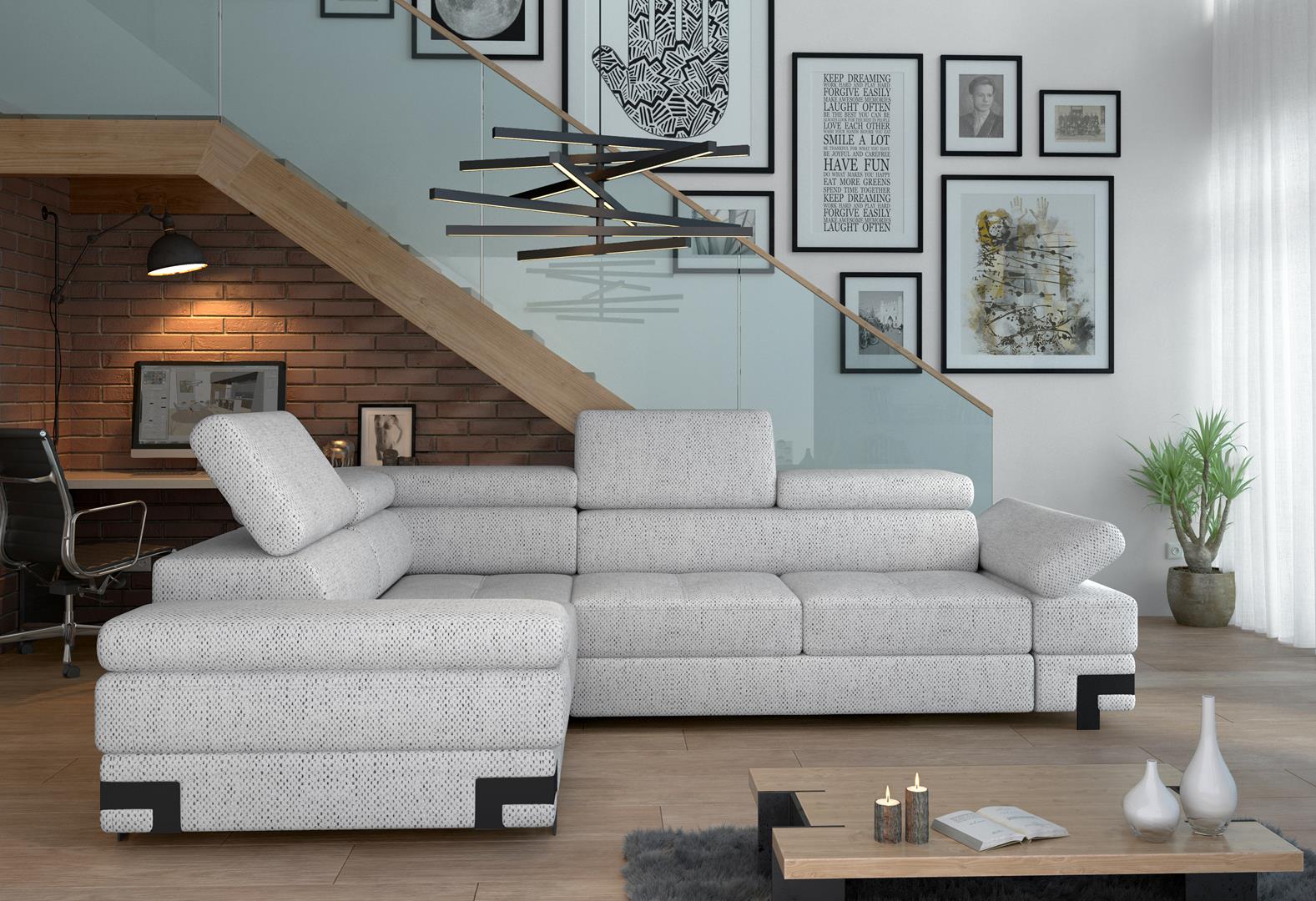 Ecksofa L-Form Couch Wohnlandschaft Garnitur Design Modern Sofa Stoff Textil Neu