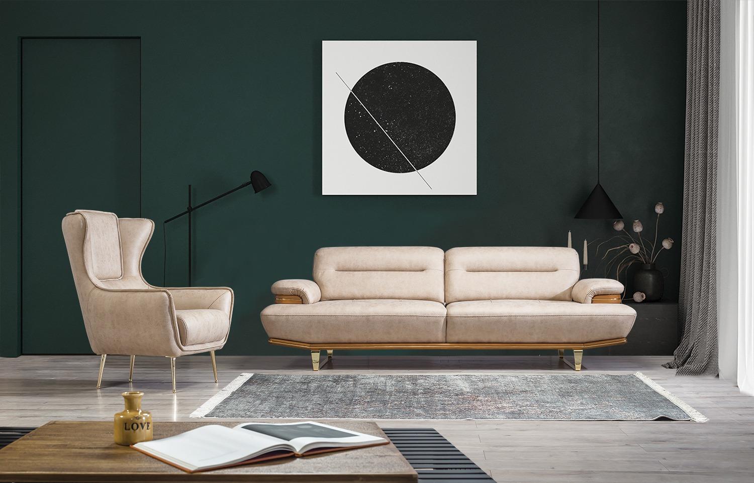 Modern Wohnzimmer Sofa Couch Dreisitzer Modern Sessel Designer Einrichtung