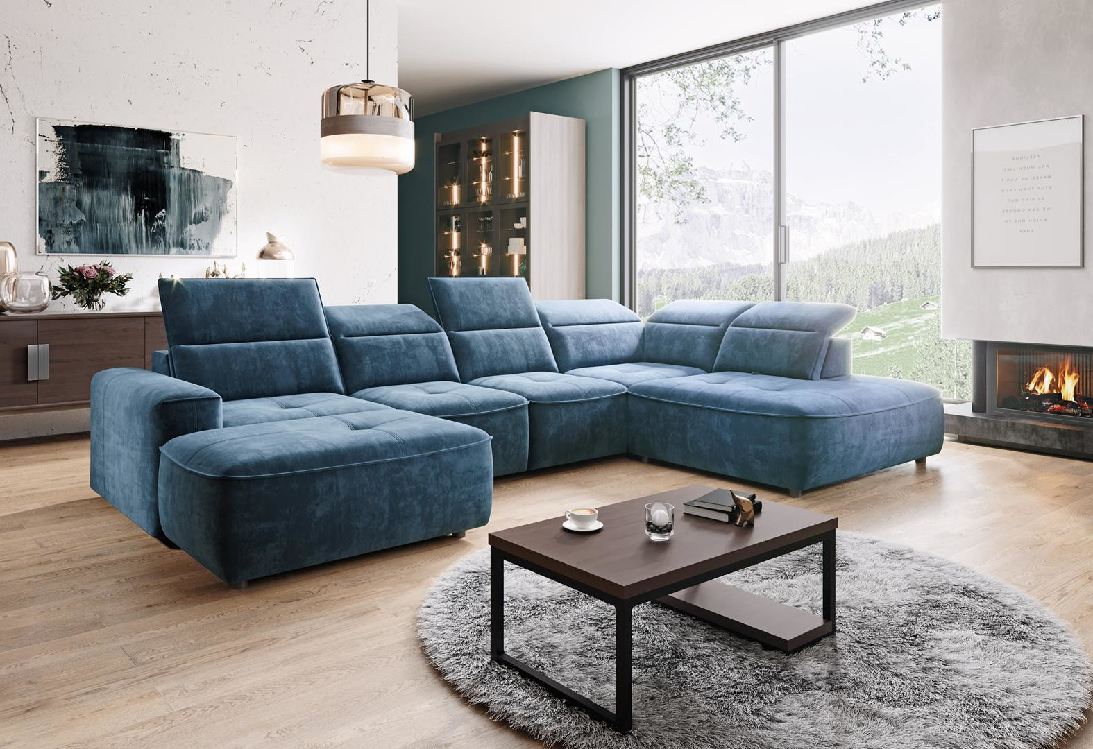 U-Form Couch Wohnlandschaft Ecksofa Sofa Couch Modern Design Sofa textil Stoff