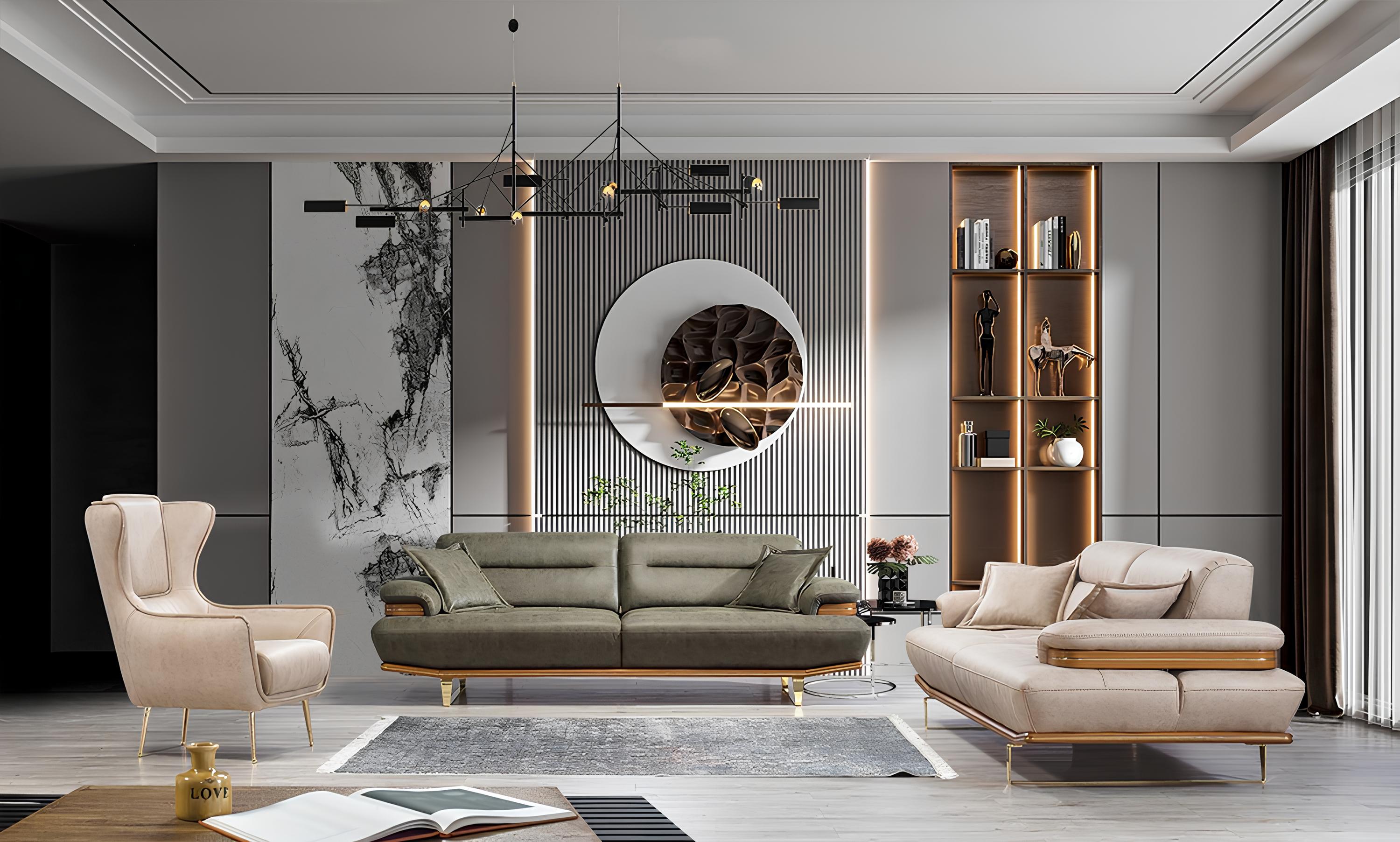 Modern Designer Garnitur Wohnzimmer 2x Dreisitzer Sofa Sessel Polster