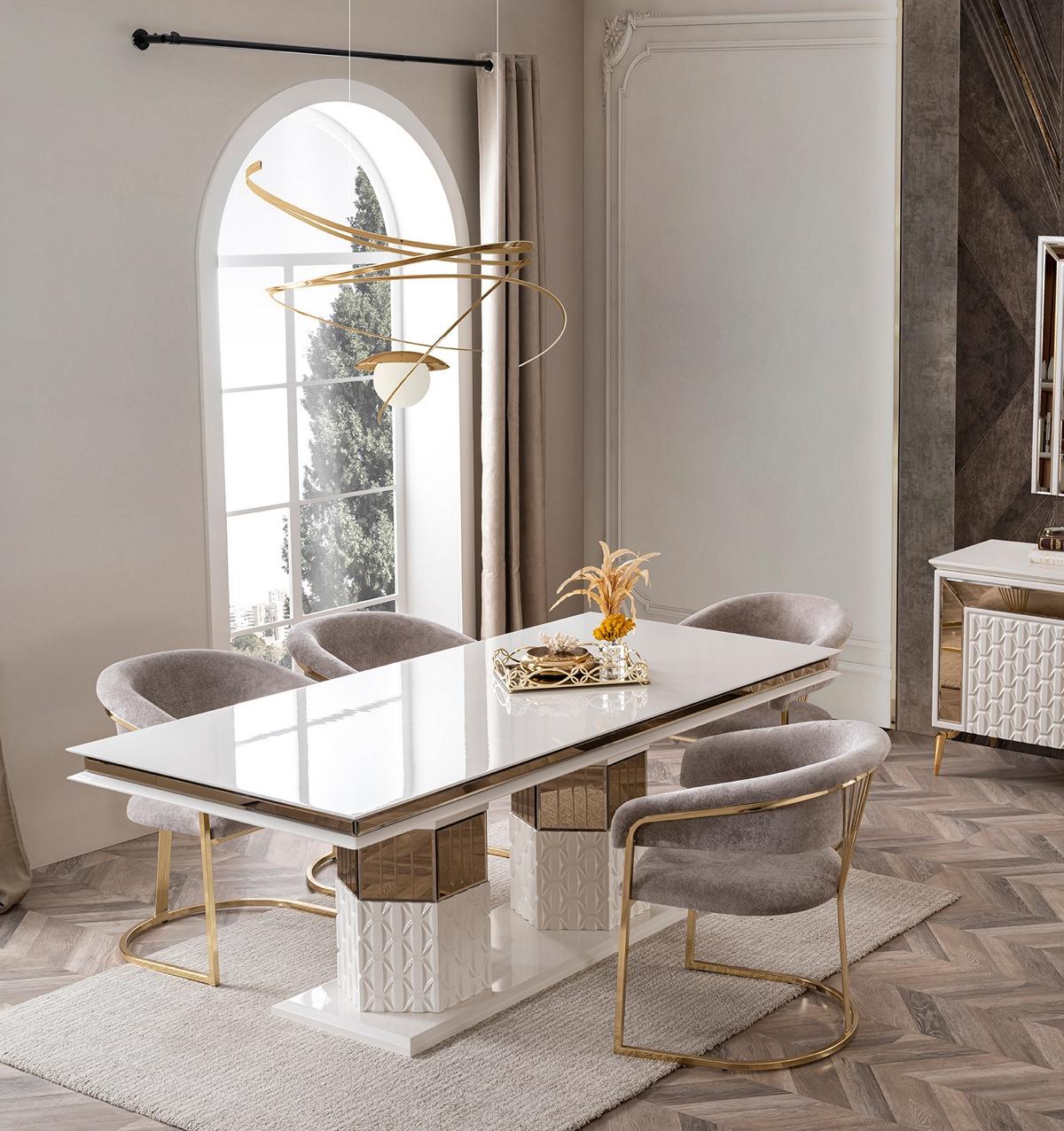 Esstisch Holz Esstische Tische Tisch Design Gold Luxus Esszimmer Möbel