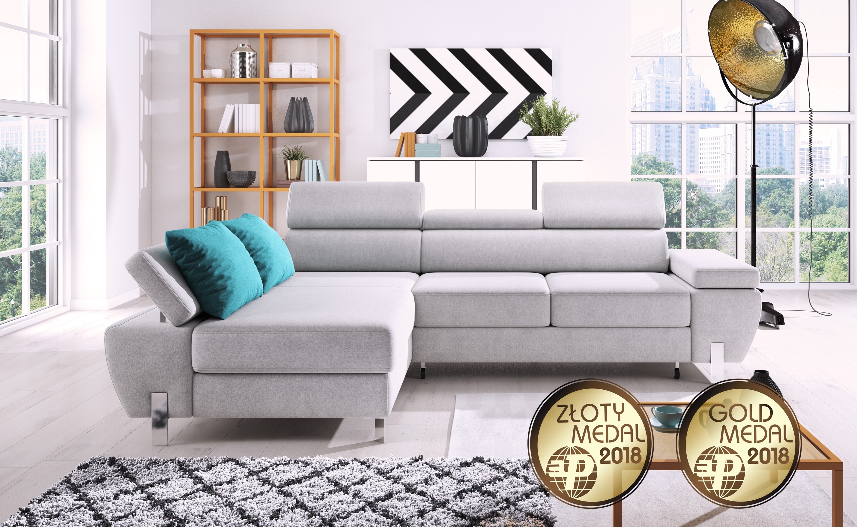 Stoff L-Form Couch Wohnlandschaft Ecksofa Garnitur Modern Design Sofa Molina