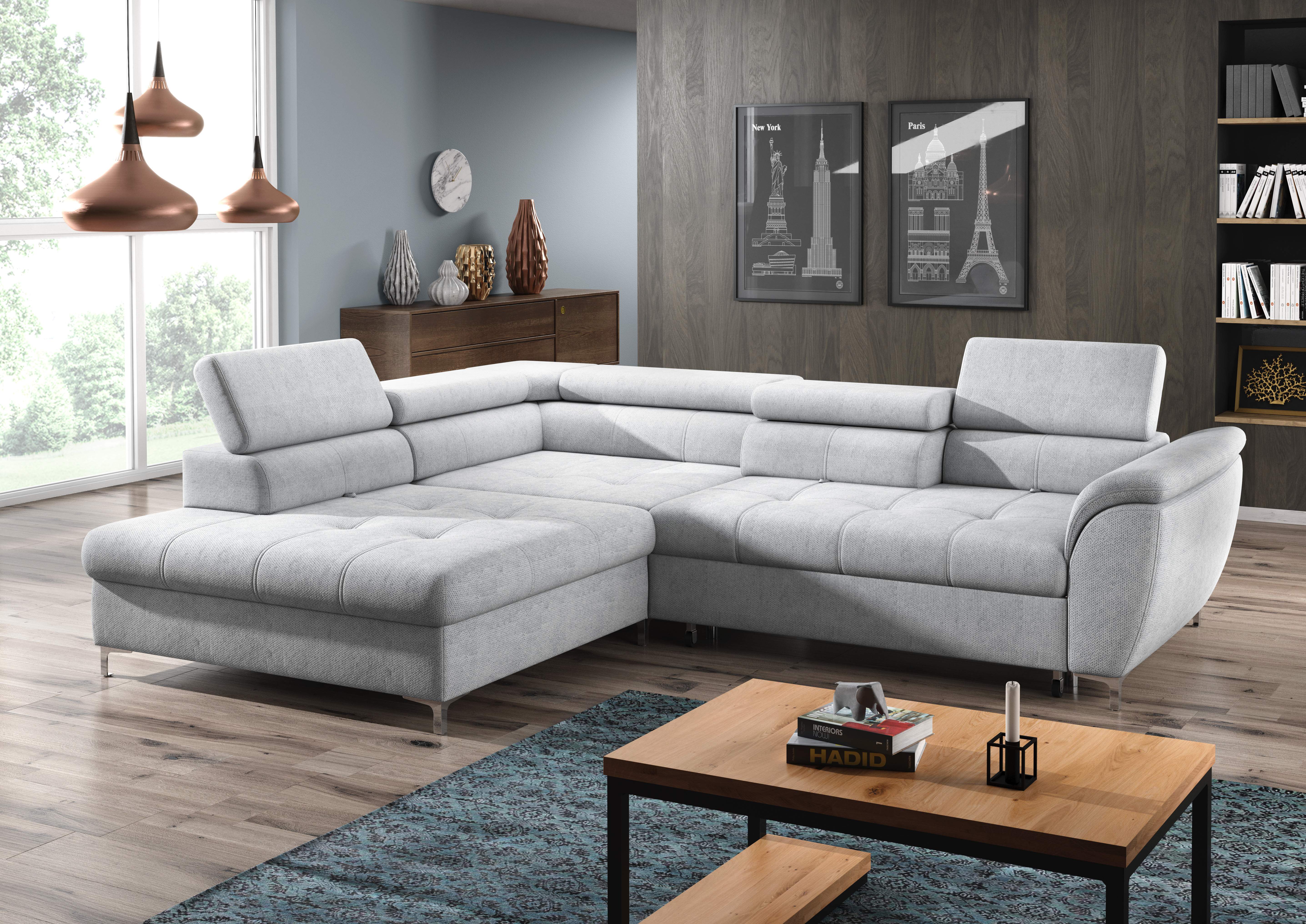 Ecksofa Schlafsofa Polster Eck Couch Garnitur Bettfunktion Leder Sofa Neu Tempo