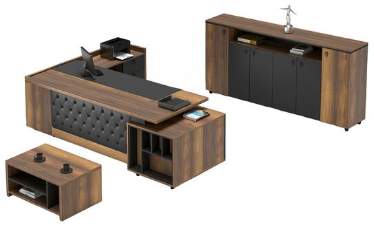 Arbeitstisch Tisch Sideboard Büro Einrichtung Schreibtisch 3tlg. Set Möbel