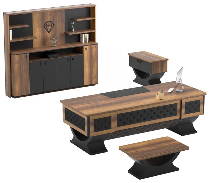 Arbeitszimmer Set Anrichte Couchtisch Tisch Sideboard Holz Braun Schwarz 4tlg