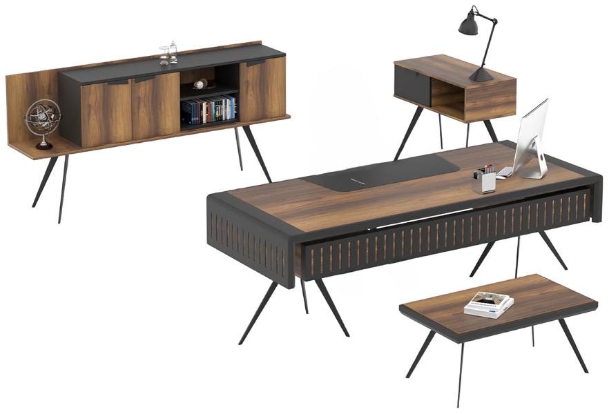 Arbeitszimmer Set Braun Couchtisch Tisch Sideboard Beistelltisch Holz
