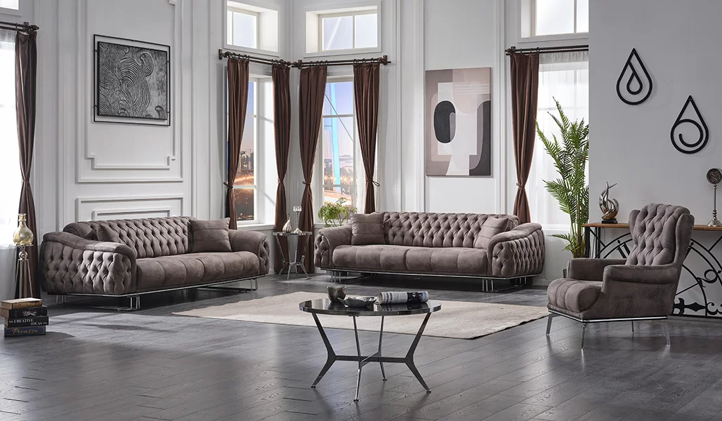 Wohnzimmer Sofas set 3+3+1 Sitzer Polstermöbel Luxuriöse Textil