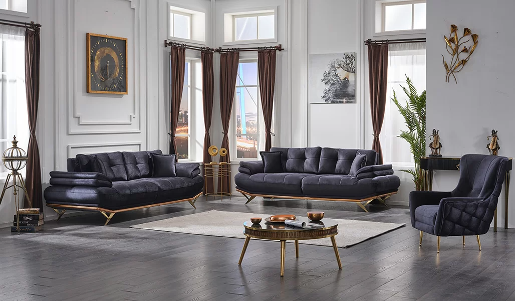 Sofagarnitur 3+3+1 Set Polster Couchen Textil Luxuriöse Wohnzimmer Garnitur