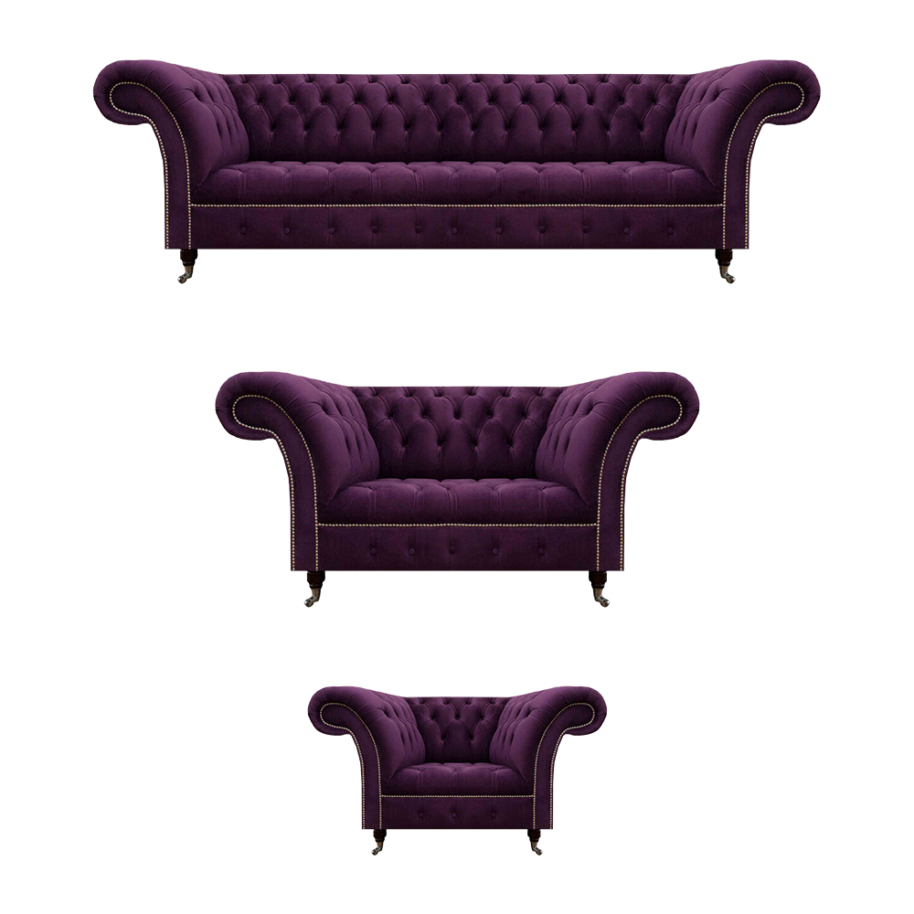 Design Luxus Möbel Lila Polstermöbel Sofagarnitur 4+2+1 Sitzer Textilsofa