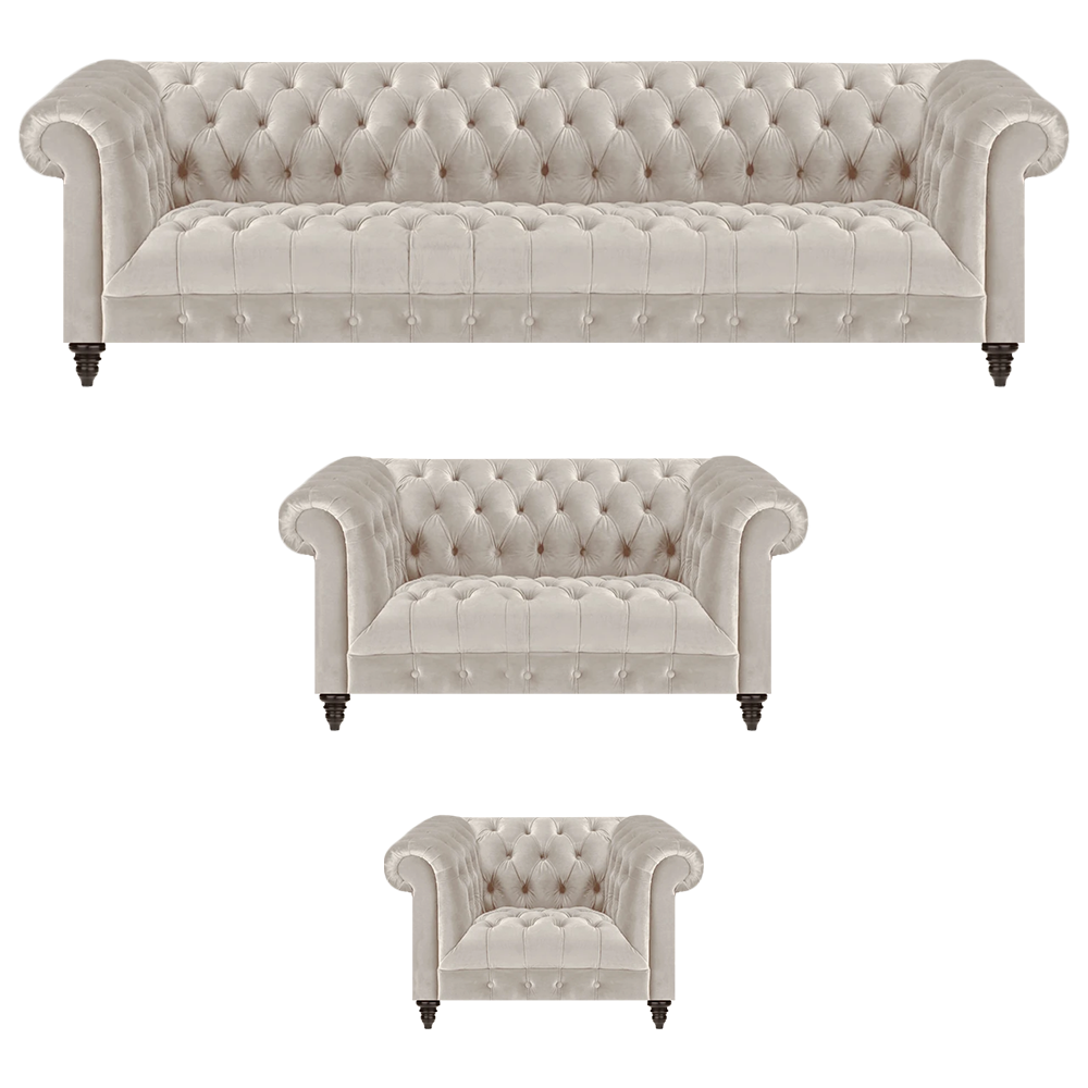 Exklusive Chesterfield Weiße Couchgarnitur Designer Viersitzer Sessel