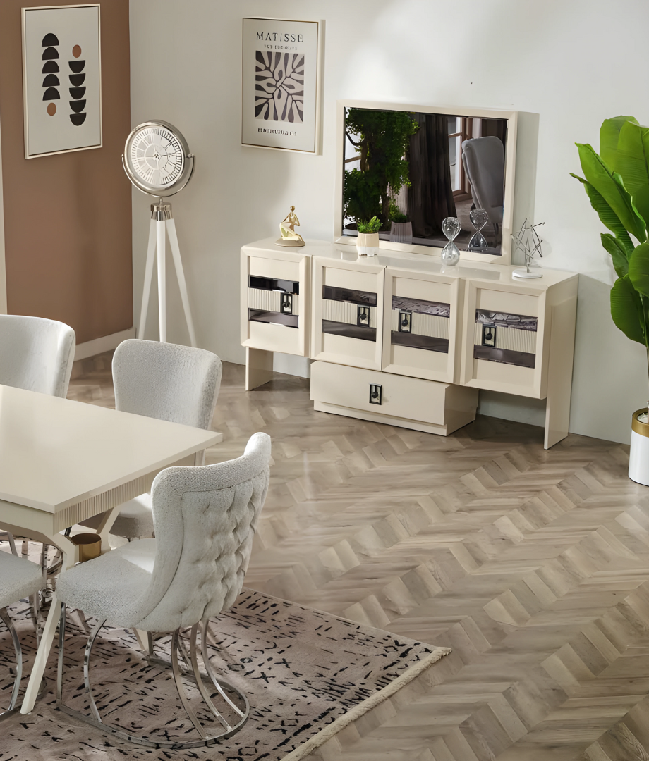Sideboard mit Spiegel Luxus Esszimmer Design Modern Komplett Möbel