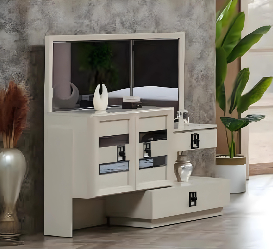 Luxus Holz Möbel Schminktisch mit Spiegel Modern Design Schlafzimmer