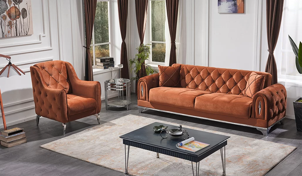Chesterfield Sofagarnitur 3+1 Sizer Braun Luxus Polstermöbel Wohnzimmer