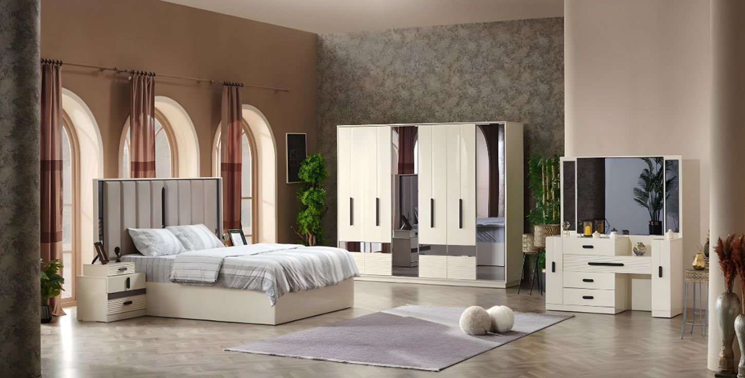 Schlafzimmer Set 5tlg Moderne Design Komplett Möbel Bett Luxus Kleiderschrank