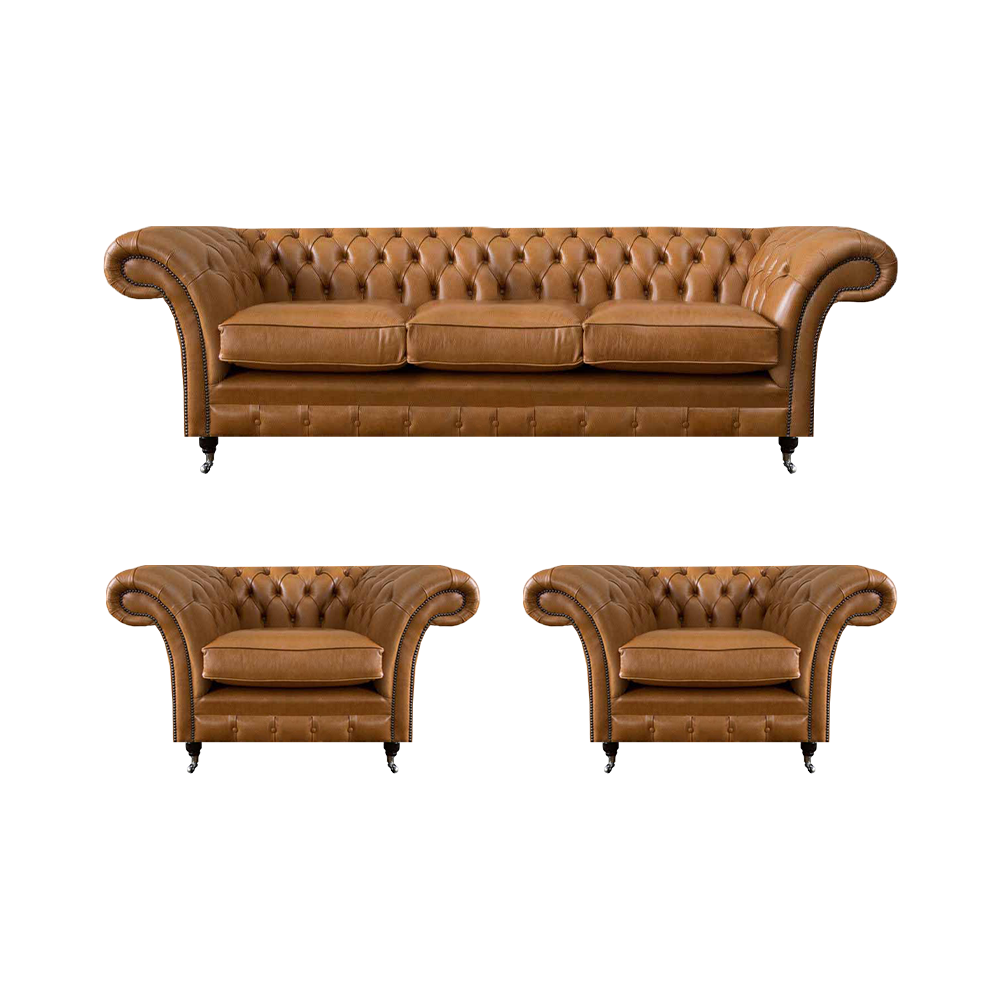 Ledersofa Braun Sofagarnitur 3+1+1 Sitzer Wohnzimmer Design Luxuriöse Möbel