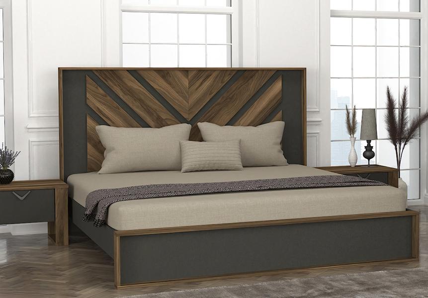 Modernes Polsterbett Bett Betten Bettgestell Doppelbett 180x200 Grau Ehebett