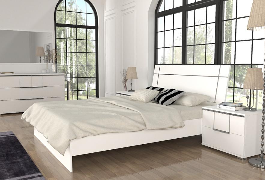Luxus Bett Schlafzimmer Bett Möbel 2x Nachttische Set Einrichtung Weiß 3tlg.